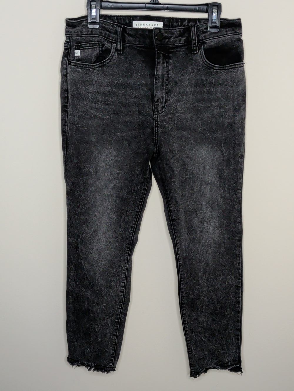 Signature Black Denim Jeans with Branded Button